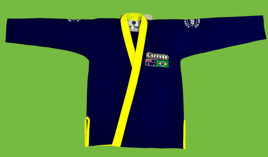 Garrote BJJ Apparel lightweight 350GSM Kimono Dark Navy Blue / Bright Green Lapels, Trims