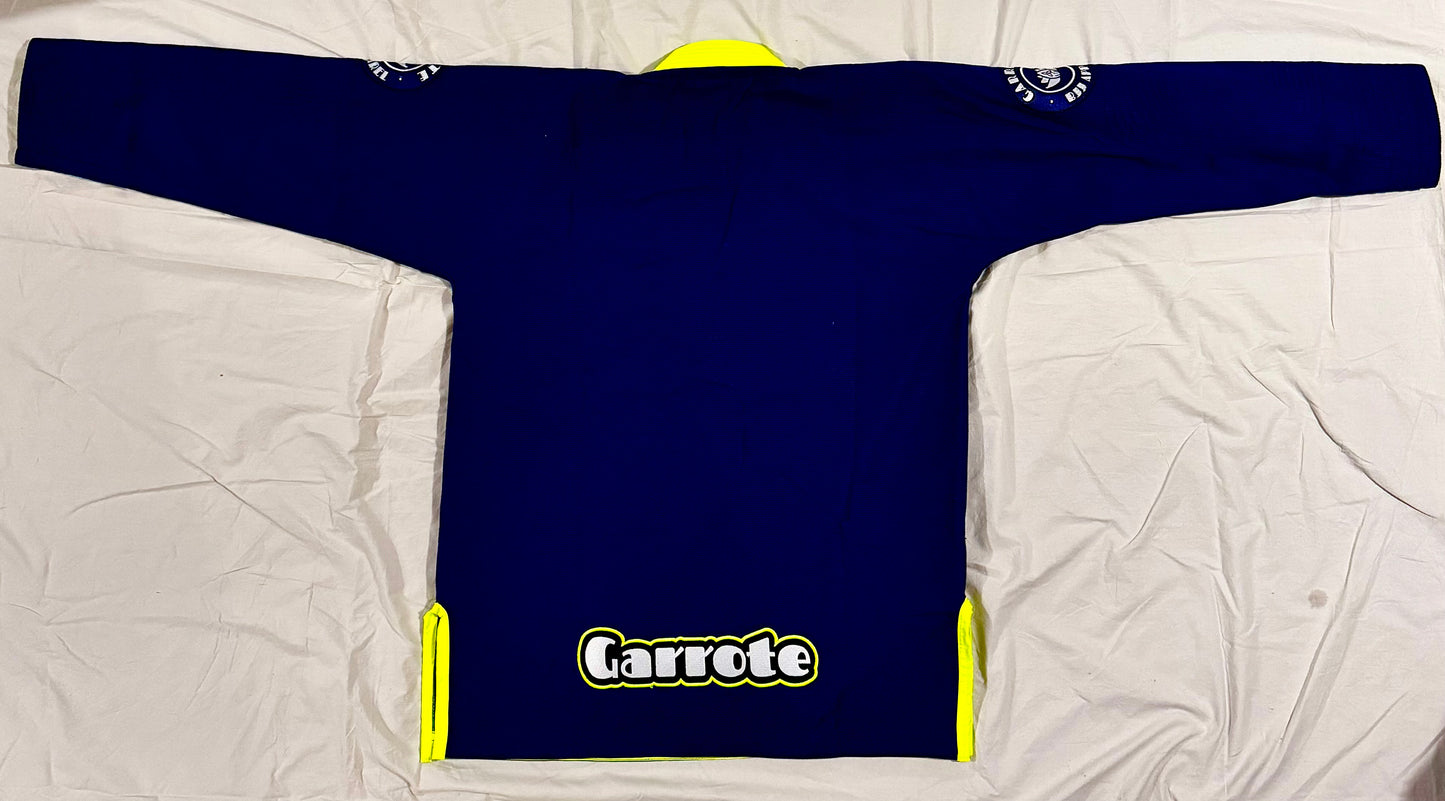 Garrote BJJ Apparel lightweight 350GSM Kimono Dark Navy Blue / Bright Green Lapels, Trims